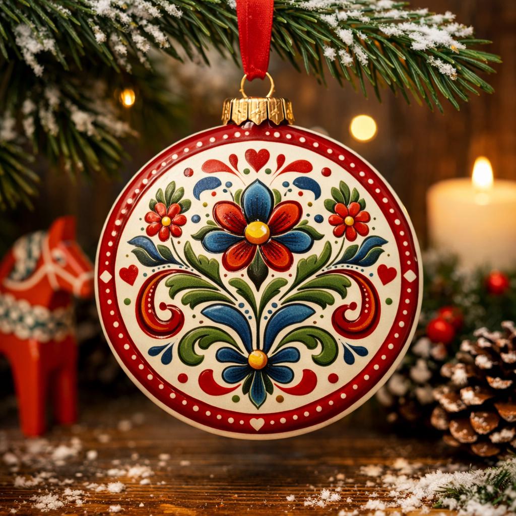 Retro Scandinavian Heritage Handmade Ornament, Norwegian Rosemaling ...
