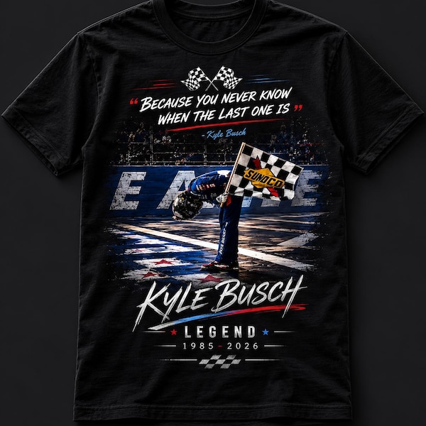 Camiseta retro en homenaje a Kyle Busch, camiseta vintage con estampado de carreras, camiseta para fans de Nascar, camiseta conmemorativa de leyenda, camiseta RIP Rowdy