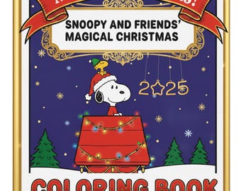 Snoopy Christmas Coloring Book - 13 Printable Pages - Peanuts Gang Holiday Activities - Charlie Brown & Friends - Digital Download Kids Gift