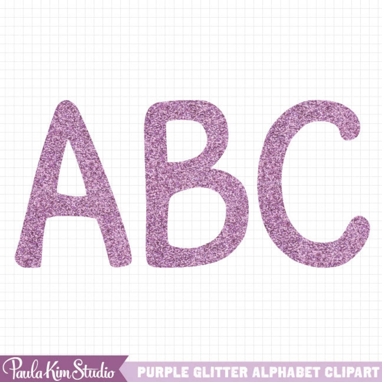 purple glitter alphabet clipart letters clip art instant
