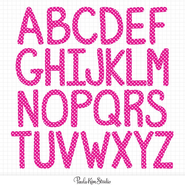 Alphabet Clipart Pink Polka Dot Clip Art Teacher Clip Art | Etsy
