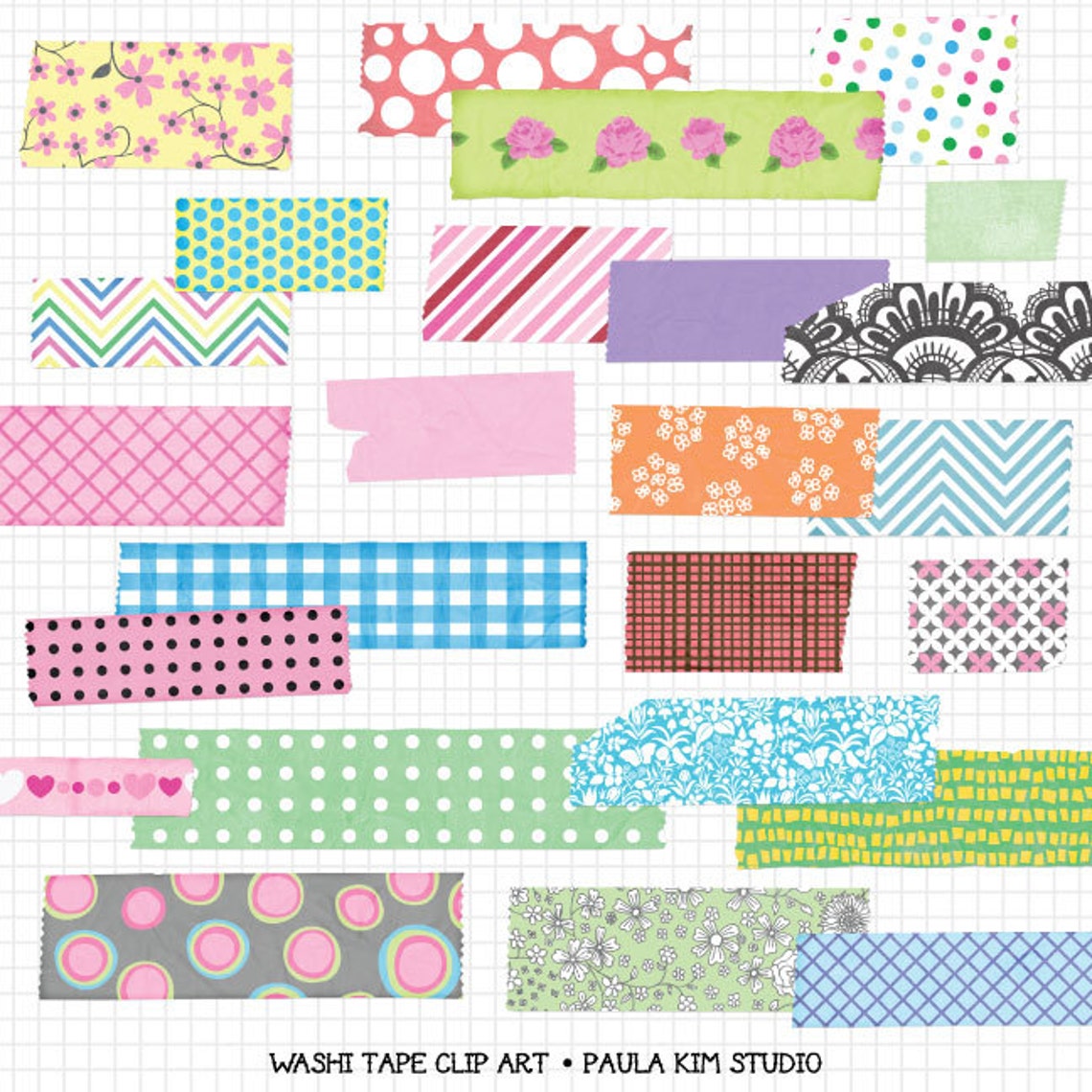 Washi Tape Clip Art Washi Tape Image Pack for Commercial Use Etsy