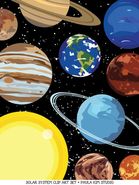 Solar System Art Outer Space Clipart Instant Digital Download Etsy