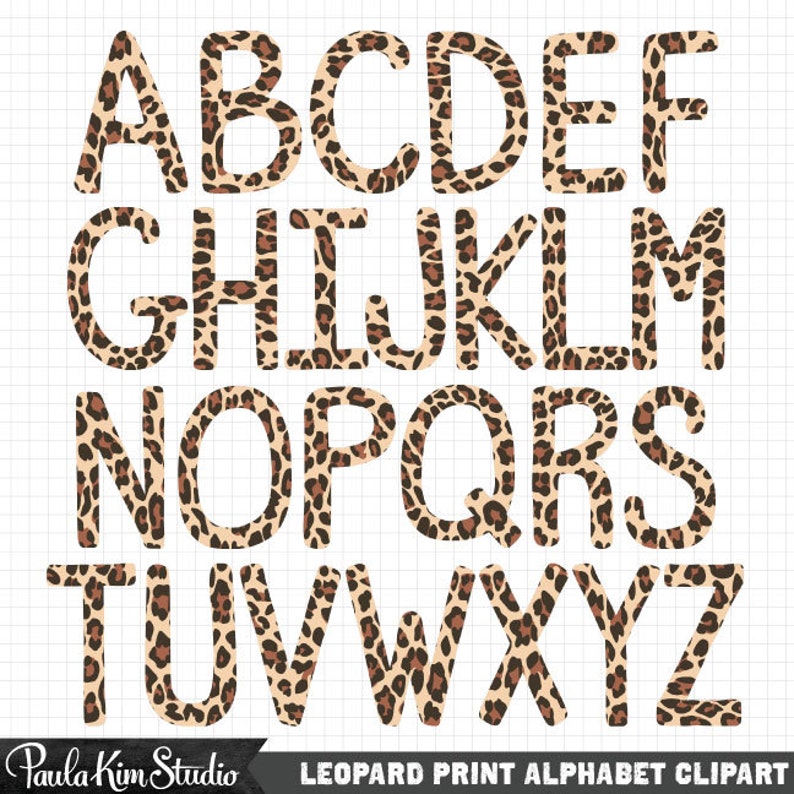 leopard print alphabet clip art leopard pattern clipart etsy