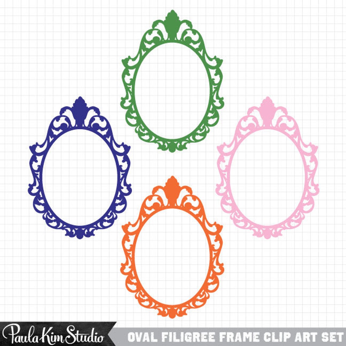 Frame Clip Art Antique Filigree Oval Instant Digital | Etsy