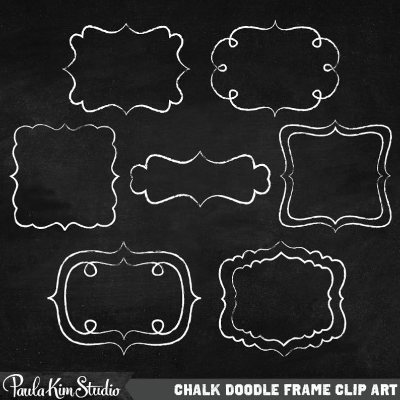 Chalk Clipart Doodle Border Digital Frames Chalk Borders Etsy