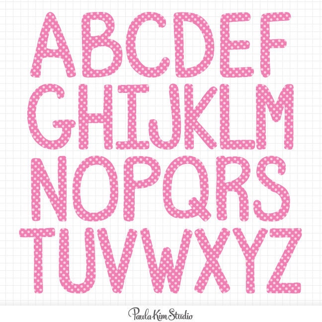 Alphabet Clipart Pink Polka Dot Clip Art Teacher Clip Art | Etsy