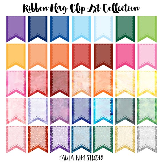 Flag Banner Clipart Ribbon Banner Clip Art Simple Flags Etsy
