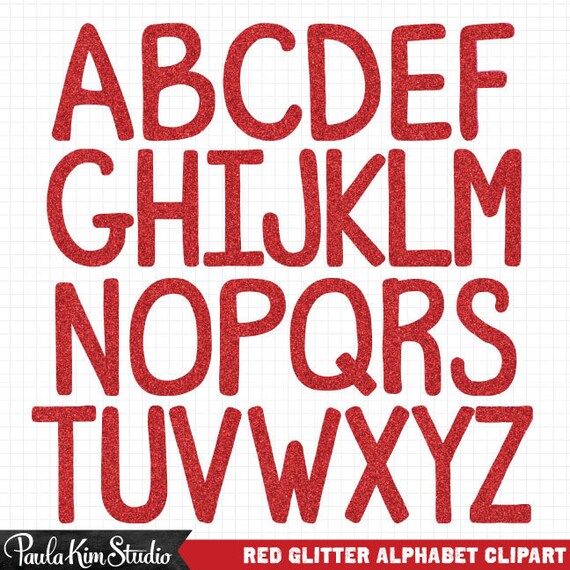Red Glitter Alphabet Clipart Red Letters Commercial Use | Etsy