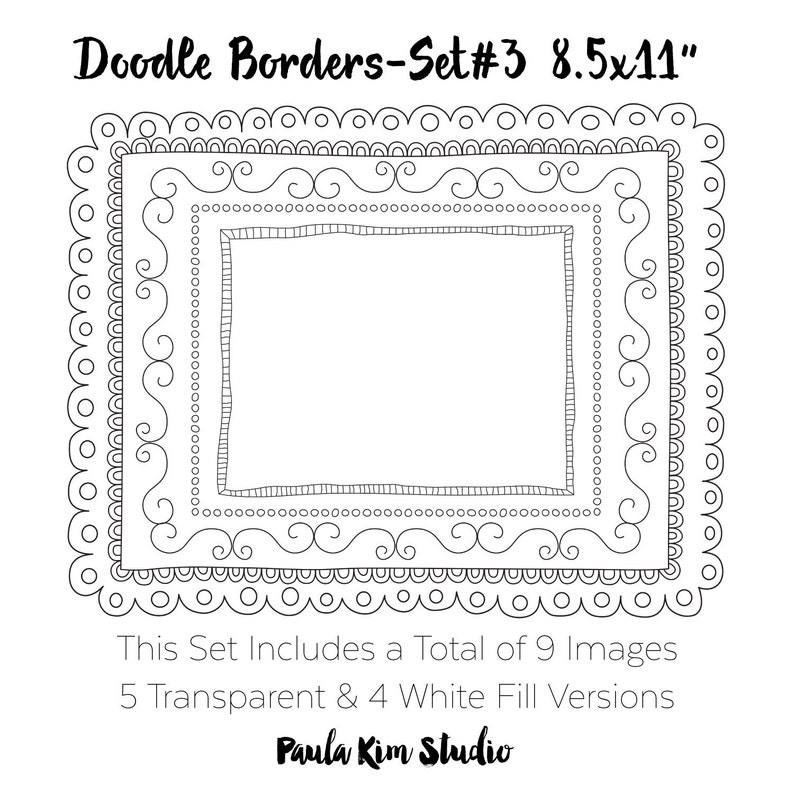 Doodle Border Clipart 8.5x11 Frame Clip Art Instant - Etsy