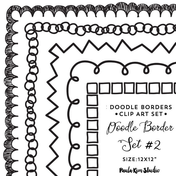 doodle border digital frames clip art square frames clipart etsy