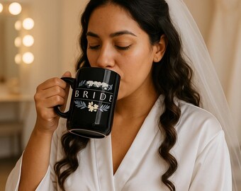 Taza de café con diseño floral para novia: un elegante regalo de boda