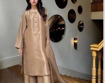 Shisha Silk Kameez Hose: Pakistanische / indische Designer Organza Dupatta