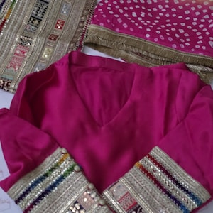 Magenta Sheesha Silk Kurta vid byxset med Chunri Dupatta: Pakistanskt indiskt bröllop bild 8