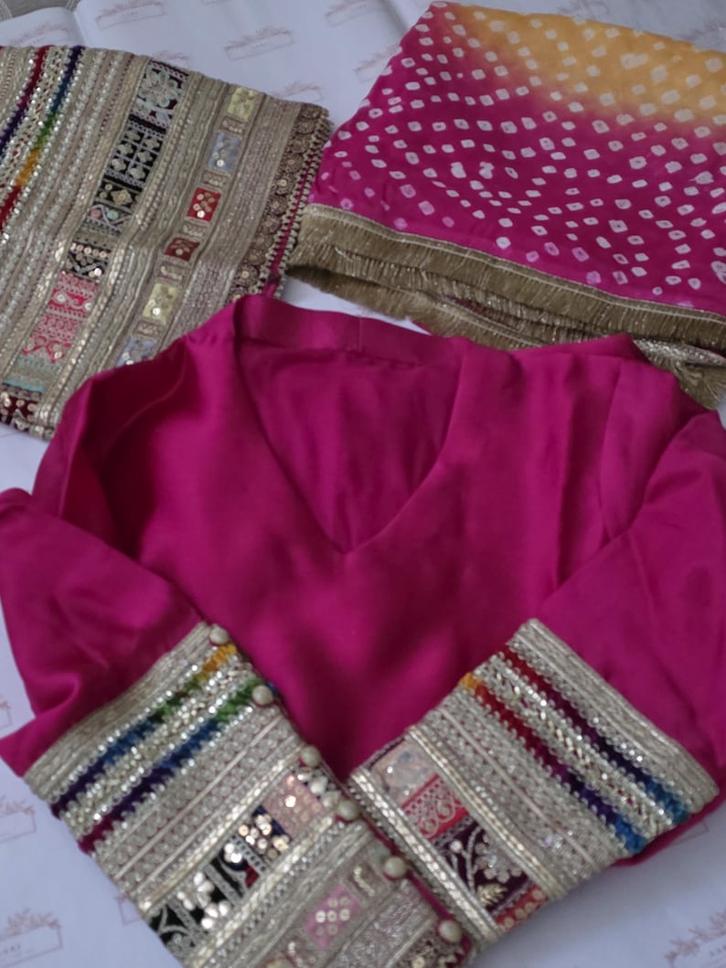 Magenta Sheesha Silk Kurta vid byxset med Chunri Dupatta: Pakistanskt indiskt bröllop bild 8