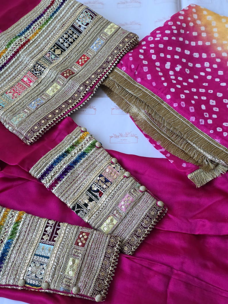 Magenta Sheesha Silk Kurta vid byxset med Chunri Dupatta: Pakistanskt indiskt bröllop bild 7