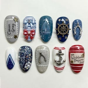 Handmade Conan Gray Press On Nails | 3D Wishbone & Anchor Design | Found Heaven and Wishbone World Tour Fan Art Nails