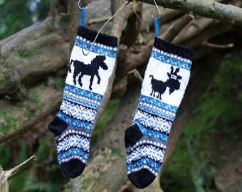 Horse Fairisle Pattern, Goat Knit Pattern, Christmas Stockings pattern, Fair Isle Christmas stocking, fairisle goat, knit horse PDF