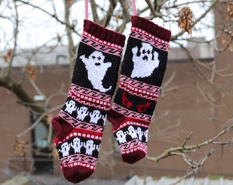 Christmas Stockings pattern, Ghost Fairisle Pattern, Knit Pattern Ghost, Fair Isle Christmas stocking, fairisle knit pattern, knit ghost PDF