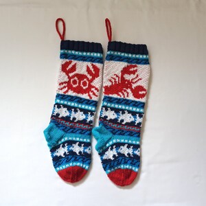 Lobster Fairisle Pattern, Crab knit Pattern, Christmas Stockings pattern, Fair Isle Christmas stocking, fairisle crab, knit lobster PDF image 2