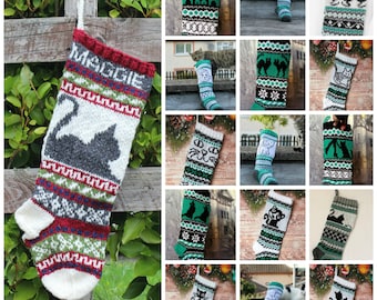 Knitting Pattern Collection of 16 Cat Christmas Stockings Charts fair isle with detailed instruction for Personalized Cat Socks PDF only