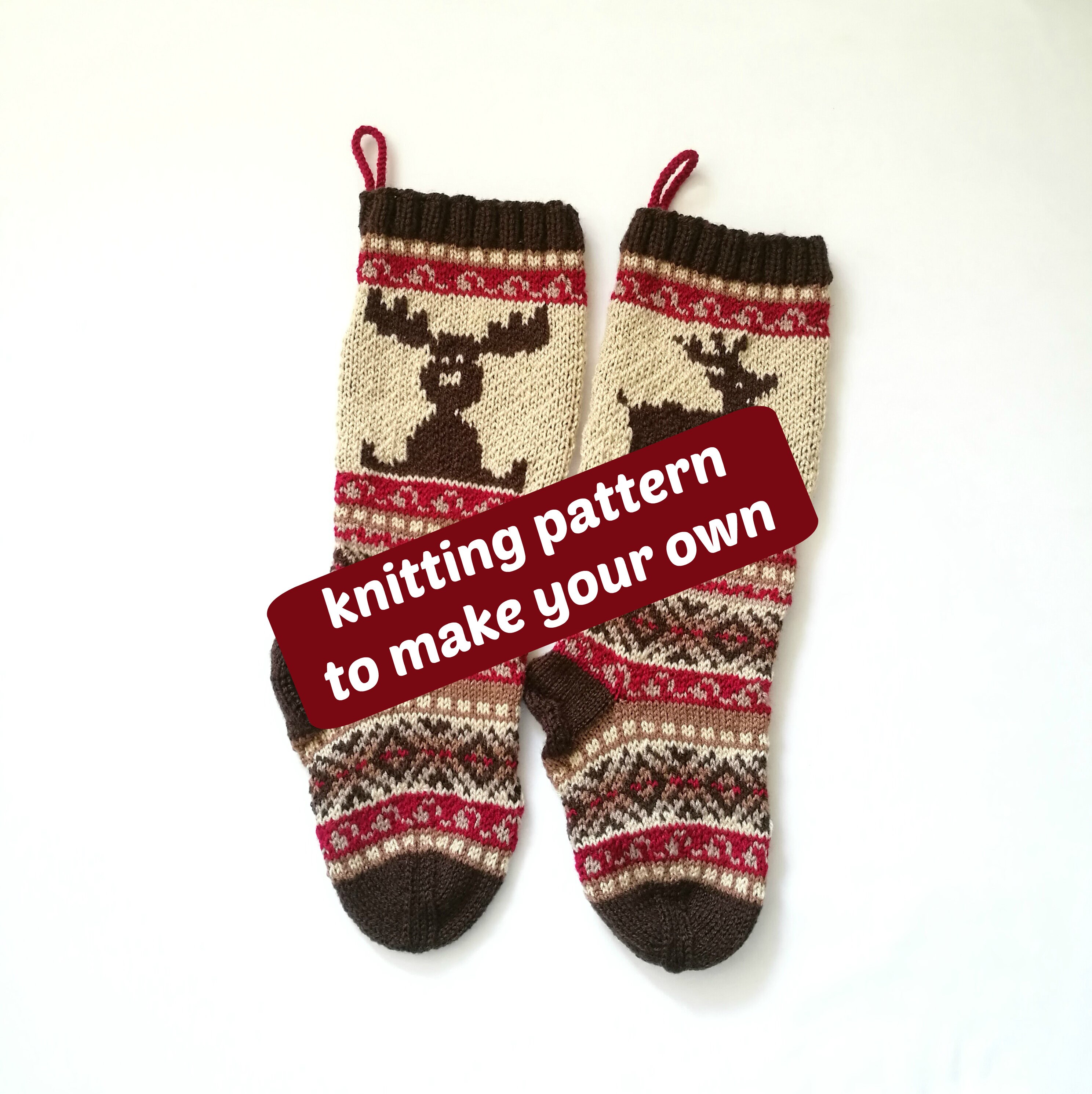 Reindeer Fairisle Pattern, Christmas Stockings Knit Pattern, Fair Isle ...