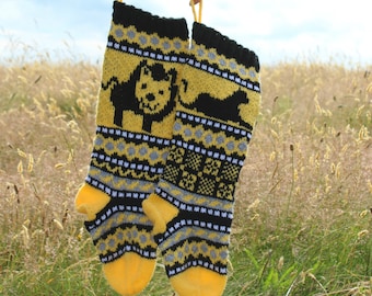 Lion Knit pattern, Panther Knit pattern, FairIsle Christmas Stocking, Knit a Santa Sock, Stranded Knits, Lion Home Decor, Knit Your Own