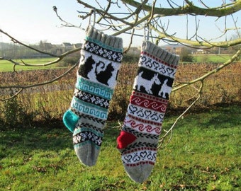 Pattern Fair Isle Christmas Stockings Cat and Dog fair isle PDF pattern only