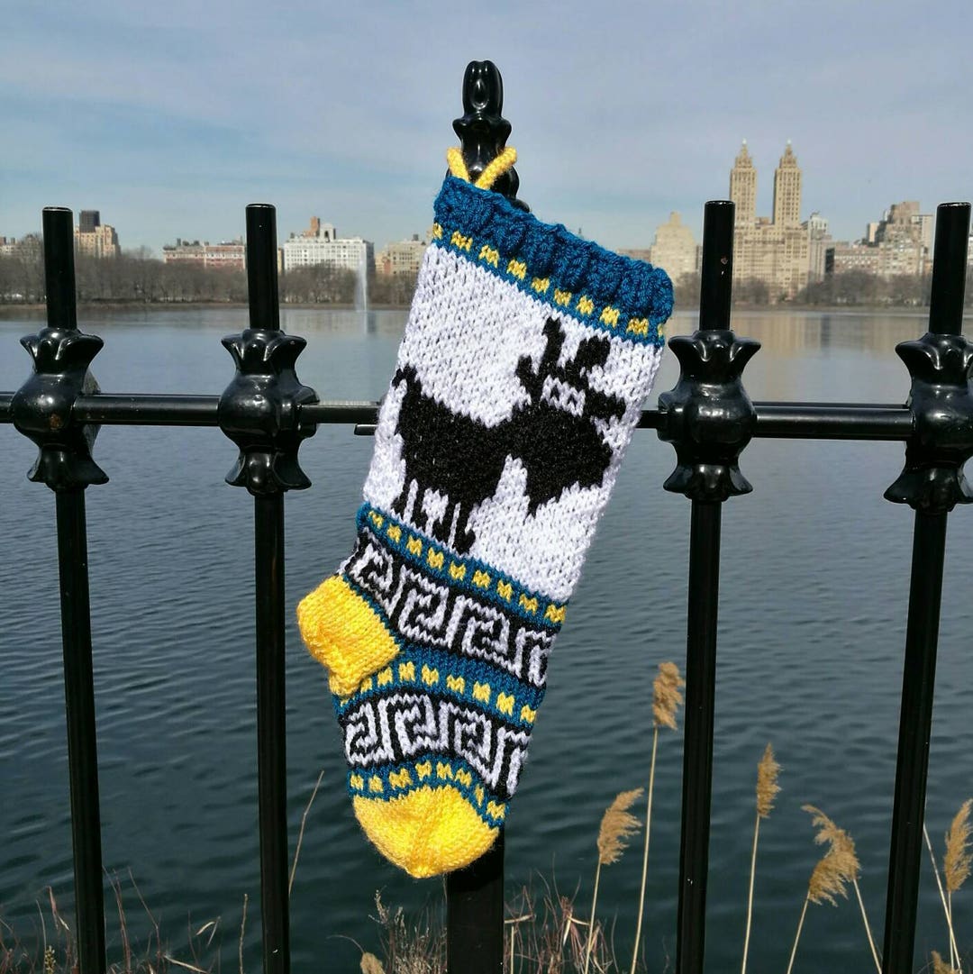 SHIPS 2024 Small Christmas Stocking, Fairisle Knit Goat, Holiday