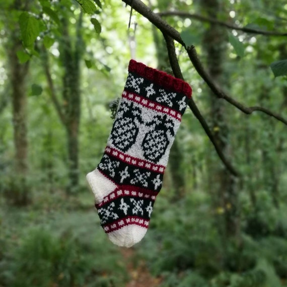 small christmas stocking pineapple christmas sock fair isle etsy