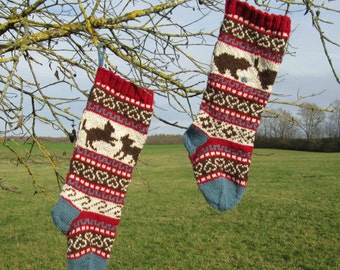 Knitting Pattern Kittens Christmas Stockings and Stranded Knitting Fair Isle Holiday Santa Sock Knit Your Own