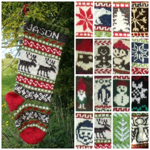 Knitting Pattern Collection of 16 Christmas Stockings Charts fair isle with detailed instruction for Personalized Santa Sock PDF only image 1