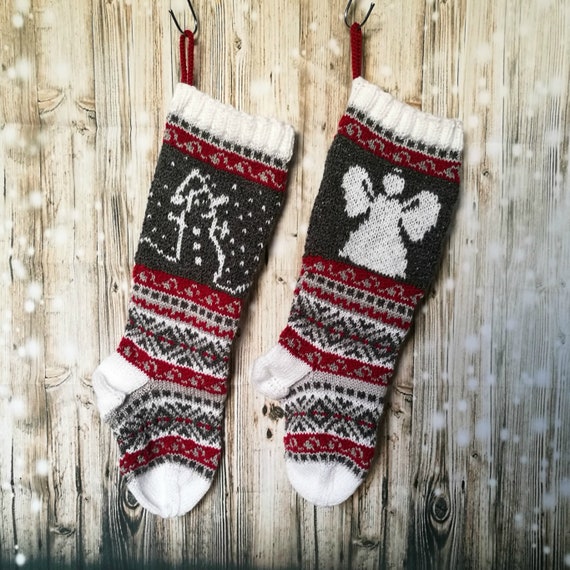 Snowman Fairisle Pattern Angel Knit Pattern Christmas Stockings Pattern Fair Isle Christmas Stocking Fairisle Angel Knit Snowman Pdf