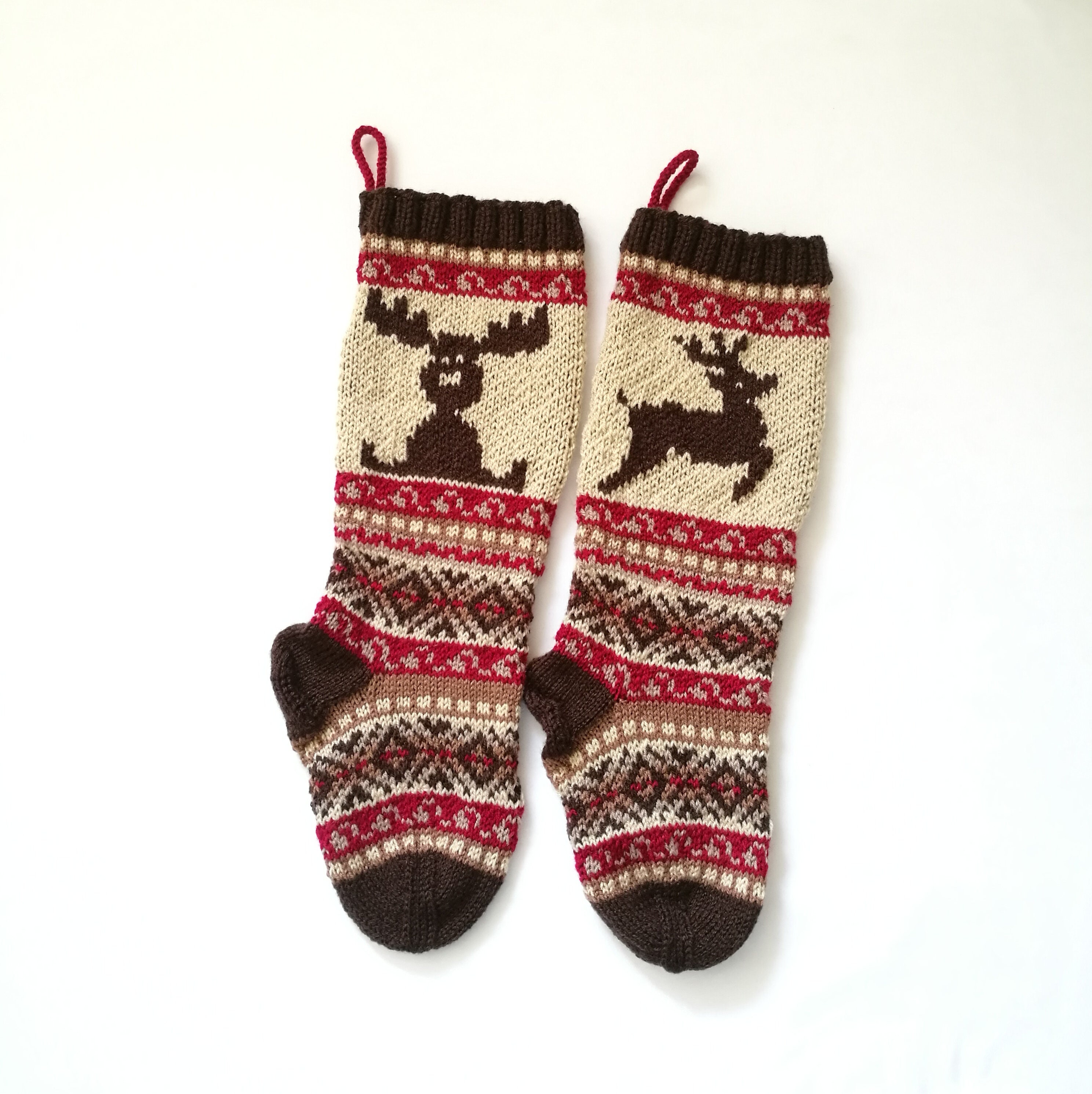 Reindeer Fairisle Pattern, Christmas Stockings Knit Pattern, Fair Isle ...