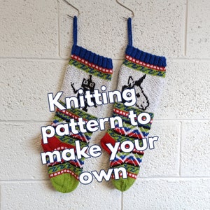 Robot Fairisle Pattern, Unicorn knit Pattern, Christmas Stockings pattern, Fair Isle Christmas stocking, fairisle unicorn, knit robot PDF image 2