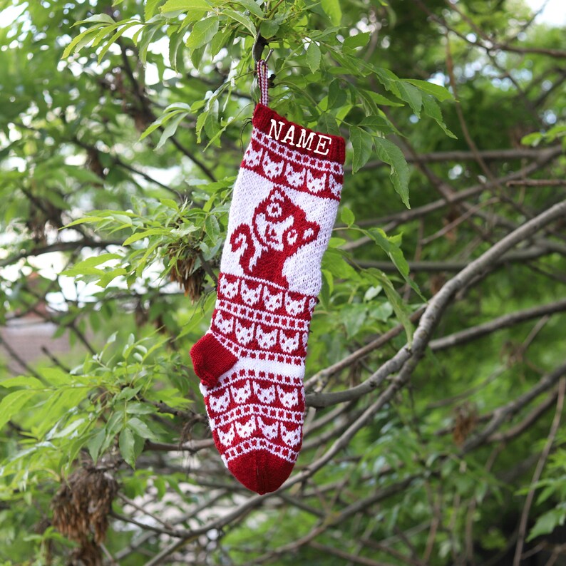 Red Christmas Stocking Personalized Sock Knit Christmas Etsy