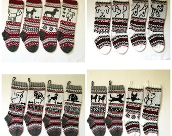Dog Fair Isle Knit Charts of 16 Christmas Dogs with Charts and detailed instruction for Personalized Santa Sock Pattern Collection PDF only