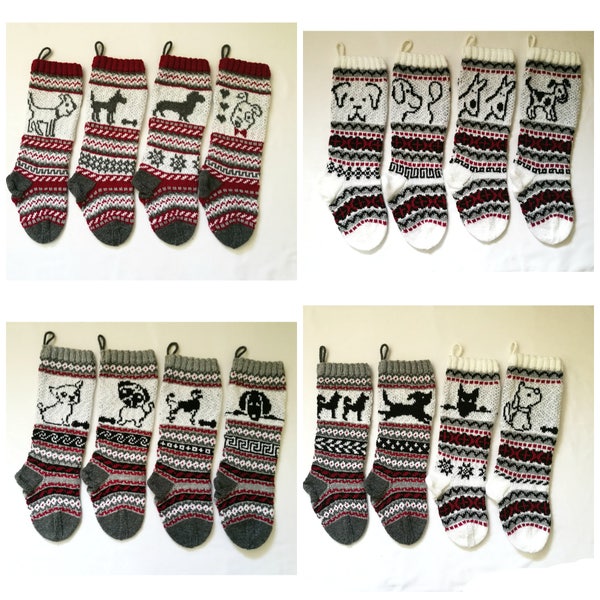 Dog Fair Isle Knit Charts of 16 Christmas Dogs with Charts and detailed instruction for Personalized Santa Sock Pattern Collection PDF only