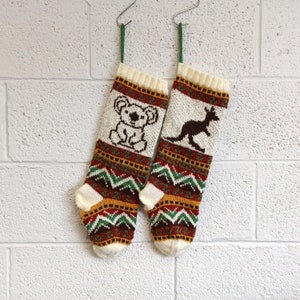 Kangaroo Fairisle Pattern, Koala Knit Pattern, Christmas Stockings pattern, Fair Isle Christmas stocking, fairisle koala, knit kangaroo PDF