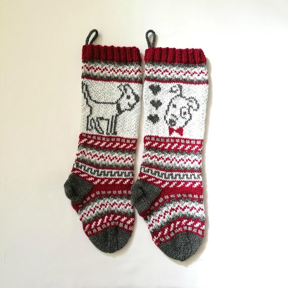 Pattern Dog Christmas Stockings Stranded Knit Dog Santa Sock For Dog Fairisle Dog Knitting Pattern Dog Pdf Pattern