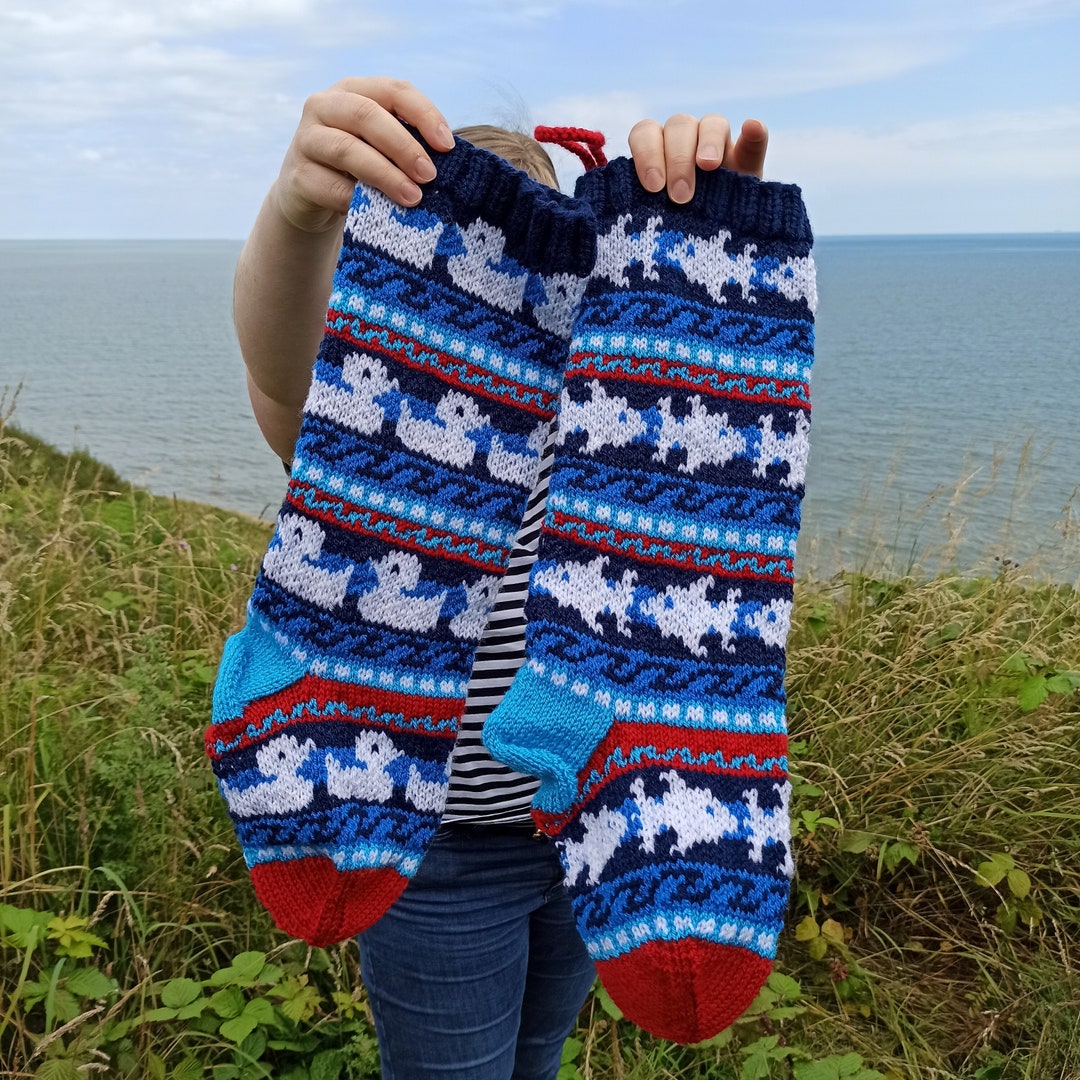Fish Et Pattern Stocking Pattern Fish Fairisle Pattern, Duck Knit Pattern, Christmas Stockings Pattern ...