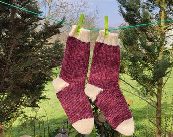 Warm socks knit, cozy socks, bed socks, knit socks (Women's Size US 7.5 - 8.5, UK 5 - 6, EU 38 - 39) large size 8ply thickness