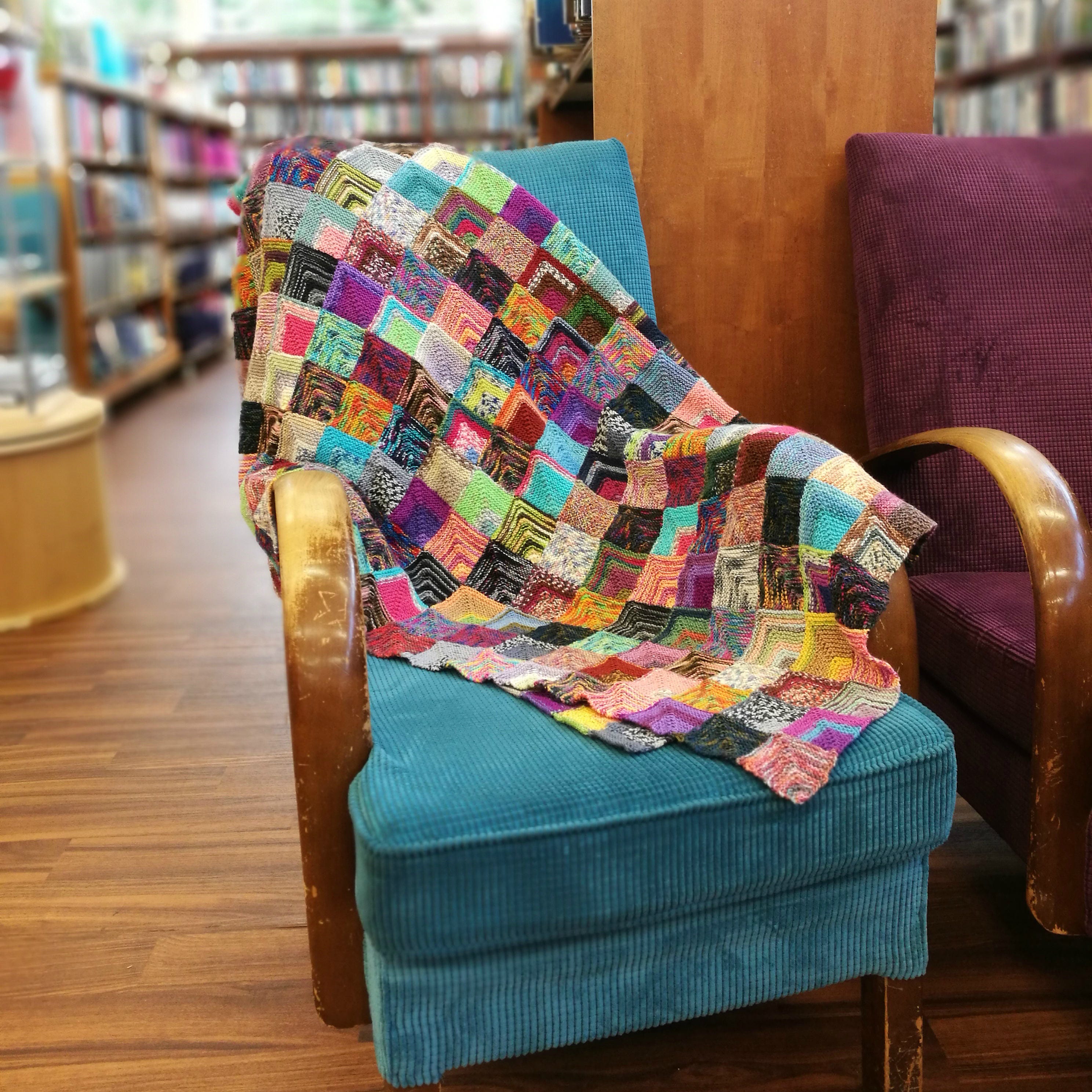 Patchwork Blanket Knit Squares Blanket Rainbow Blanket Cozy