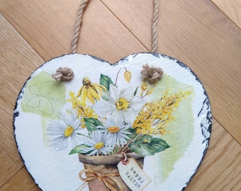 Easter Daffodils Floral   Hanging Decoration, Slate Heart gift