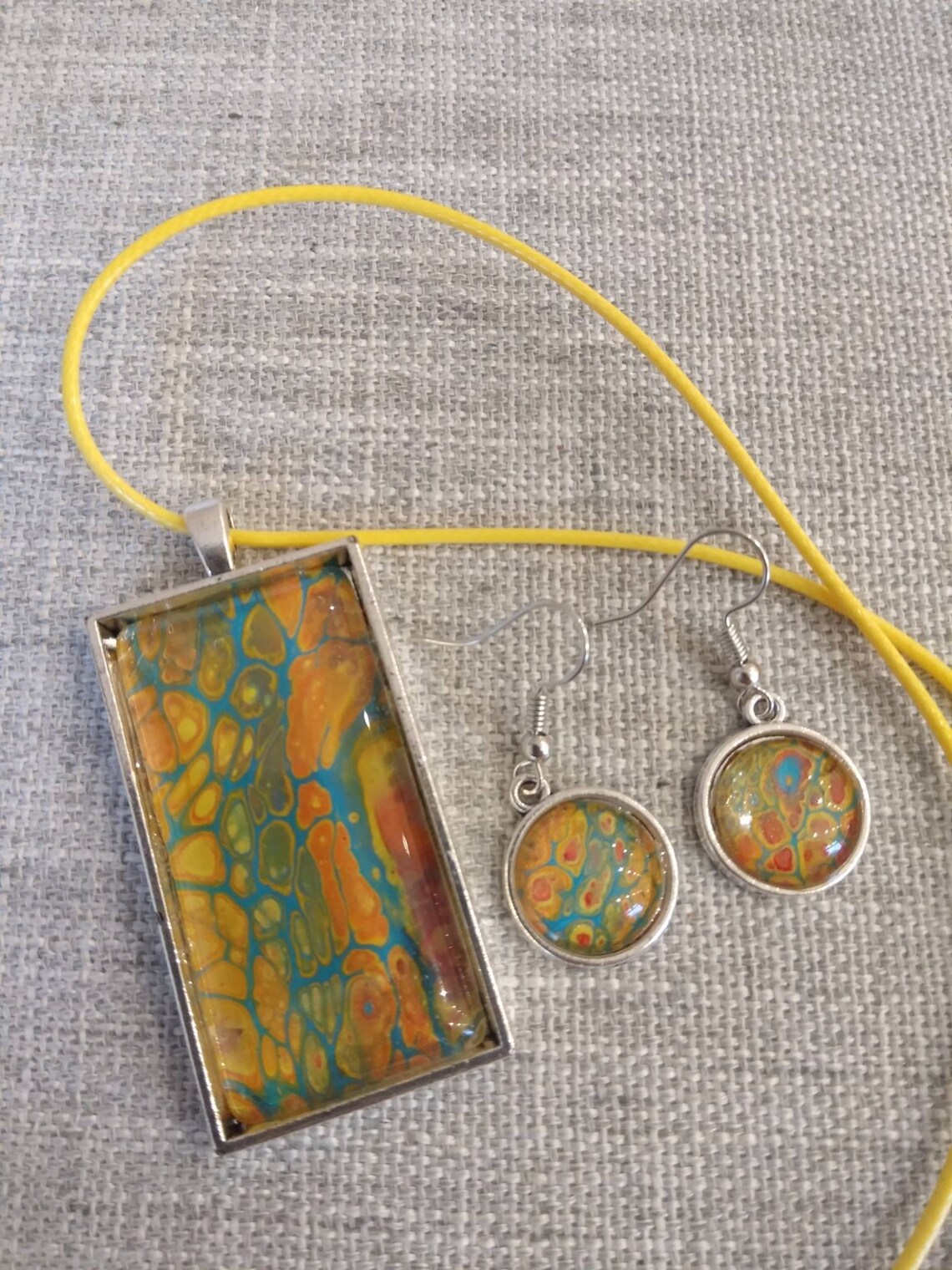 Fluid Art Necklace Vivid Pendant Fluid Art Pendant Etsy