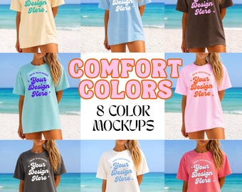 BUNDLE Summer T-Shirt Mockup C1717 Mockups Comfort Colors Mocks Model C1717 Shirt Comfort Colors Beachy Mock Up Girl Aesthetic Bella Canvas