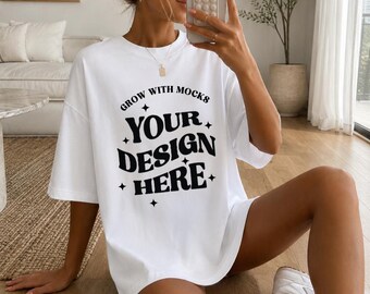 White T-Shirt Mockup Ivory C1717 Mockup Comfort Colors Mocks Model Mockup C1717 Shirt Mock White Comfort Colors Beach Mock Up Girl Summer