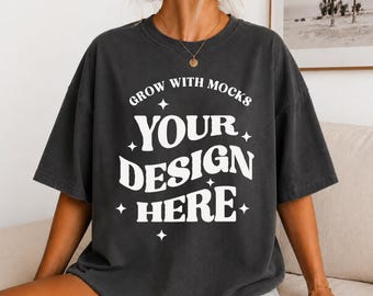 Dark Grey T-Shirt Mockup Charcoal C1717 Mockup Comfort Colors Mocks Model Mockup C1717 Shirt Mock White Comfort Colors Flower Mock Up Girl