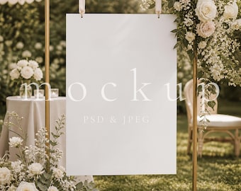 Welcome Sign Mockup, Seating Chart Mockup PSD, Baby Shower Poster Mockup 24x36, Boho Bridal Shower Sign Mockup, Event Hanging Sign Mockup,