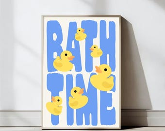 Bath Time Rubber Duck Print Wall Art, Funny Print, Bathroom Toilet Wall ...